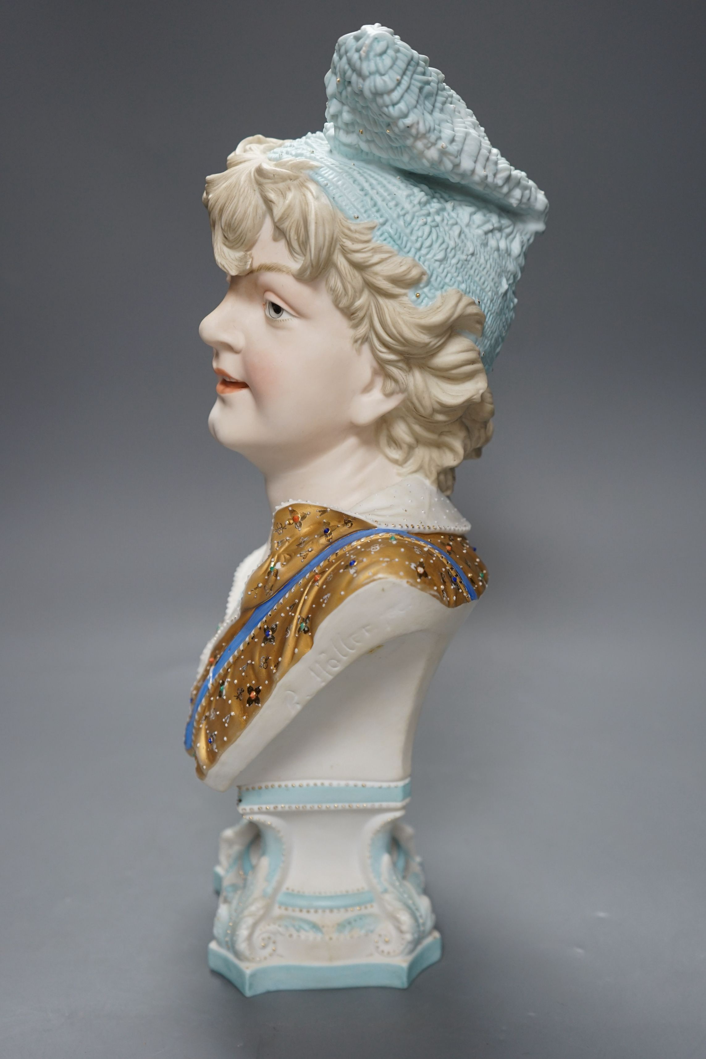 French bisque portrait bust, 38 cms high